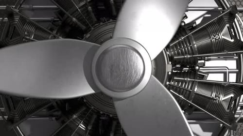 Detailed Industrial Engine with Rotating Metallic Blades Background