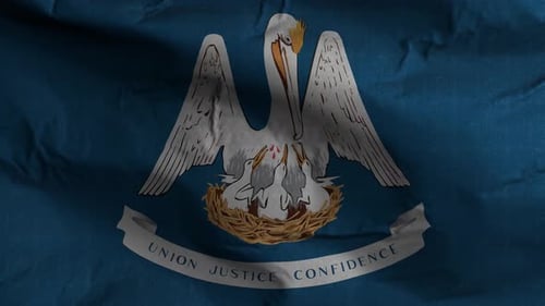 Textured Louisiana State Flag Waving Animation