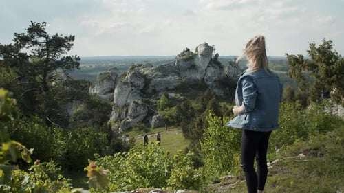 Woman in a Green Nature Park