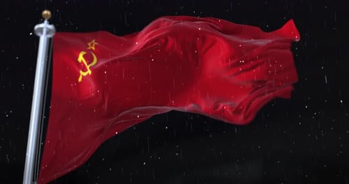 Realistic USSR Flag Waving in Stormy Weather