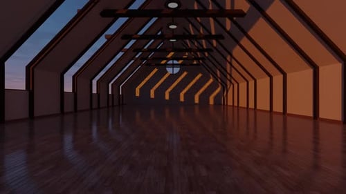 Attic Interior with Dynamic Light and Shadow Animation