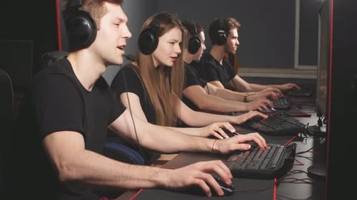 Casual Gamers Gather Together in Pc Gaming Club To Compete in Online Tournament
