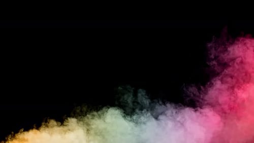 Abstract Colorful Smoke Billowing on Black Background
