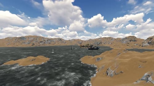 The view of the middle of the lake between the mountains