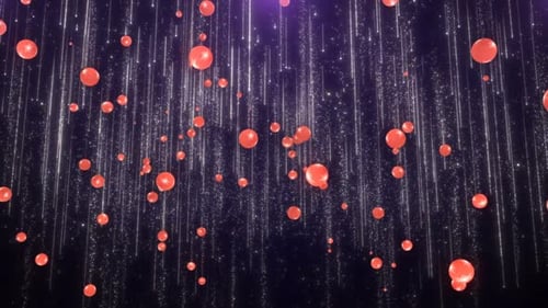 Abstract Falling Red Spheres and Sparkling Light Particles Loop
