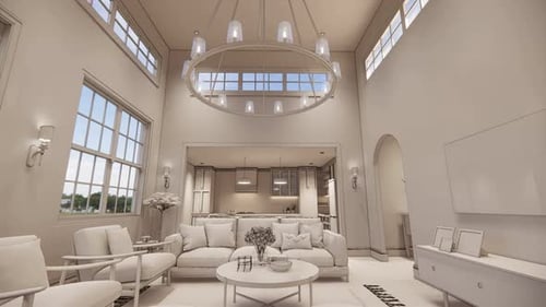 Modern 3D Wireframe Interior Design Animation