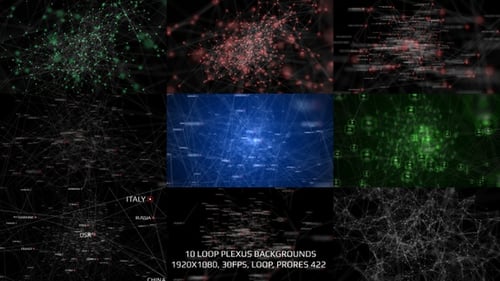Pack de 10 arrière-plans Loop Plexus - 1920 x 1080, 30 ips, Loop