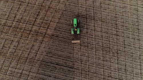 Tractor Preparing Wheat Countryside Field