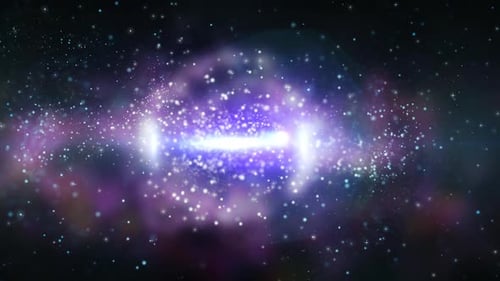 Shimmering Light Particles Exploding in Dark Space