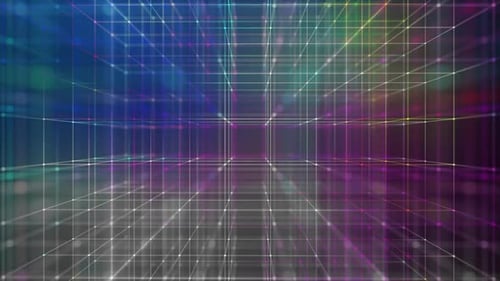Futuristic Animated Grid Network with Connecting Lines and Dots