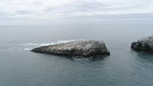 Aerial view of cliffs in the ocean