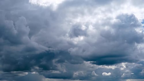 Timelapse of Gray Cumulus Clouds Moves in Blue Dramatic Sky Cirrus Cloud Space