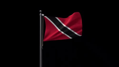 Waving Trinidad and Tobago Flag Realistic Animation