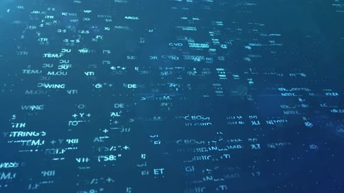 Digitale Technologiekonzepte mit Lichtzahlen und Programmcode-Elementen