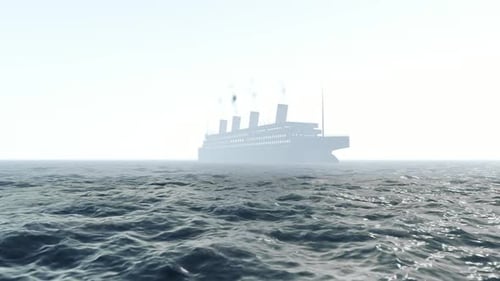 Classic Steamer Ship in Foggy Sea Animated Video