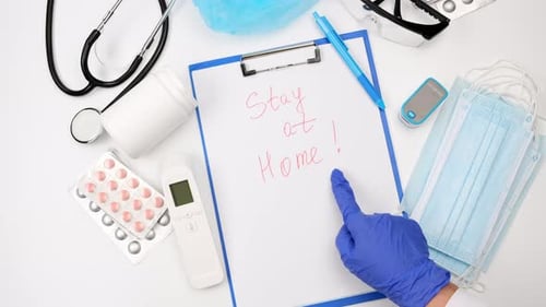 Medical Equipment with Stay at Home Message