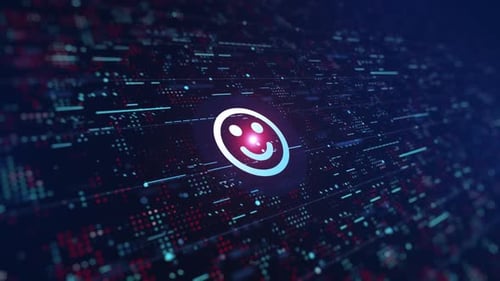 Futuristic Digital Happy Face Network Icon Animation