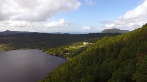 Aerial view of mountains lakes in summer