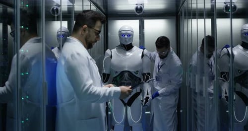 Engineers Testing on Robot Controls