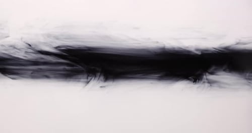 Abstract Black Ink Flowing on White Surface