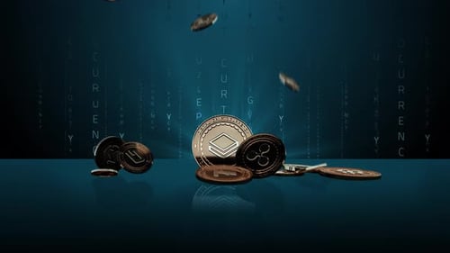 3D Animated Falling Cryptocurrency Coins Digital Finance Loop