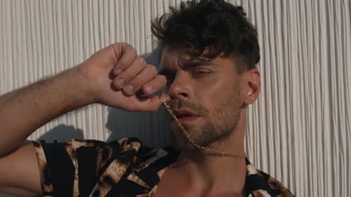 Stylish Guy Shows His Golden Chain