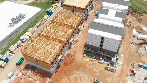 Apartment Buildings Under Construction Aerial View