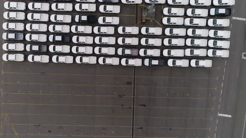 Aerial Shot of Cars in a Large Parking Lot