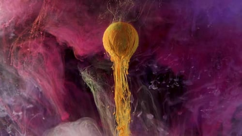 Abstract Ink Droplet With Swirling Colors