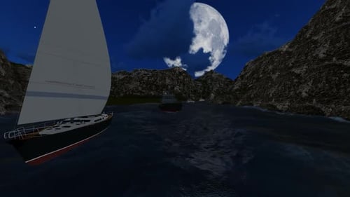 Sailing ship in the middle of the sea