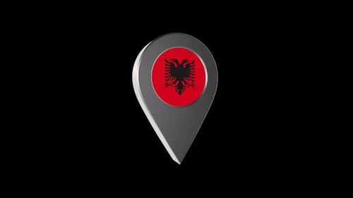 Animated 3D Location Pin with Albania Flag