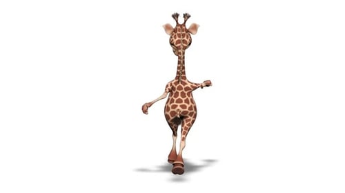 Cartoon 3D Giraffe Walk 2 Loops on White