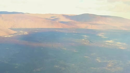 Fagradalsfjall Iceland Volcano Eruption. Aerial Drone Shot Of Dry Volcanic Plain In Iceland