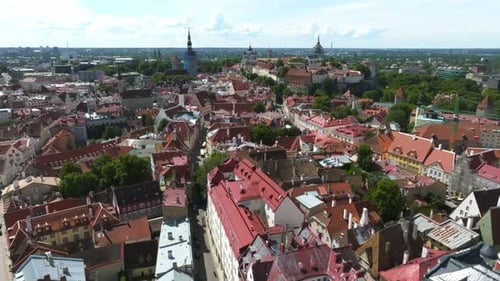 Beautiful Aerial View of Tallinn Old Town