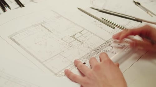 Architekten-Designer-Zeichnung Nahaufnahme