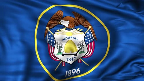 Realistic Waving Utah State Flag