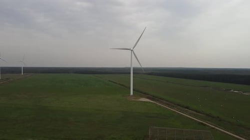 Wind Turbines in Rural Landscape Generate Power