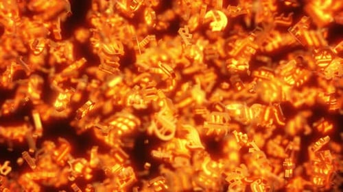 Floating Golden Currency Symbols Seamless Financial Background Loop