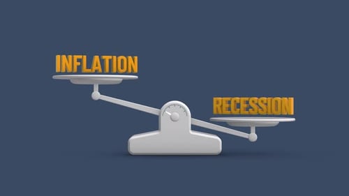 Inflation Recession Balance Weighing Scale Looping Animation