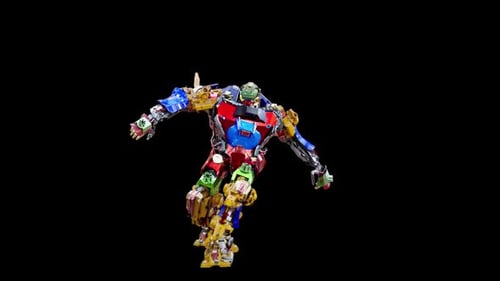 Animated Colorful Robot Walk with Alpha Channel