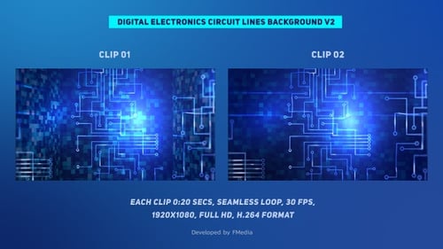 Vertikal bewegliche digitale Elektronik-Schaltungsleitungen - 2 Clips
