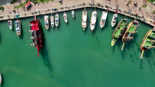 Pirate Harbor aerial view Turkey Alanya 4 K