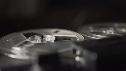 Vintage Audio Reel Tape Recorder Spinning