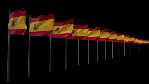 Animated Row of Waving Spanish Flags