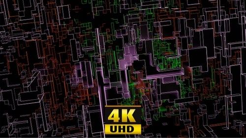 Futuristic Abstract Network of Glowing Geometric Cubes Loop