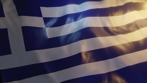 Greece Flag Waving Seamless Loop with Realistic Fabric