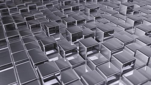 Abstract Metallic Cubes Waving Grid Background Loop