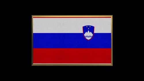 3D Slovenia Flag Rotation Animation with Golden Border