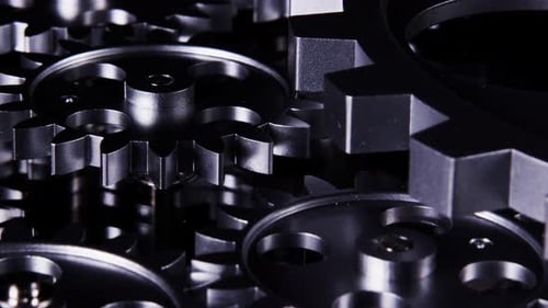 Rotating Metal Gears Close-Up
