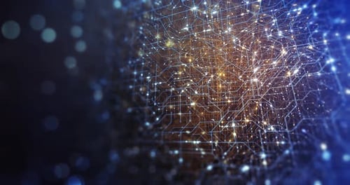 Glowing Digital Circuit Board Network Loop Background